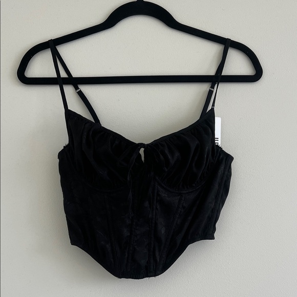 Urban Outfitters Elegant Black Ruched Crop Top - Picture 2 of 5